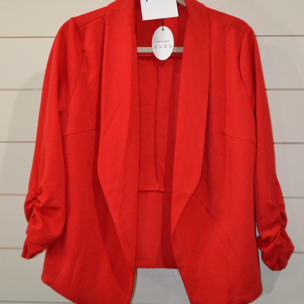 RED BLAZER XL 3/4 SLEEVE NWT (121)